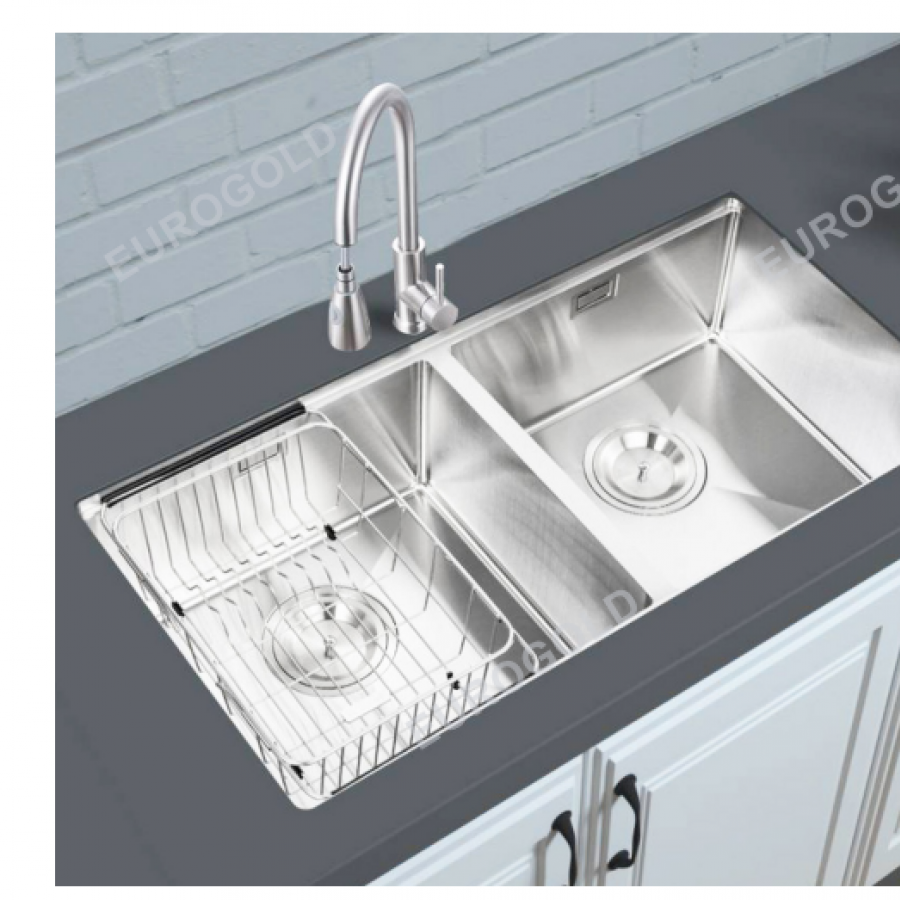 Chậu rửa inox SUS304 kèm khay inox, khay gài dao dày 1.0mm  EUS98746