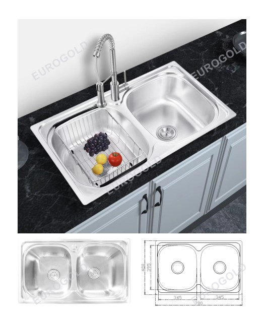 Chậu rửa inox SUS304 kèm khay inox, khay gài dao dày 1.0mm  EUS67848