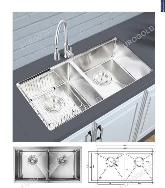 Chậu rửa inox SUS304 kèm khay inox, khay gài dao dày 1.0mm  EUS98746