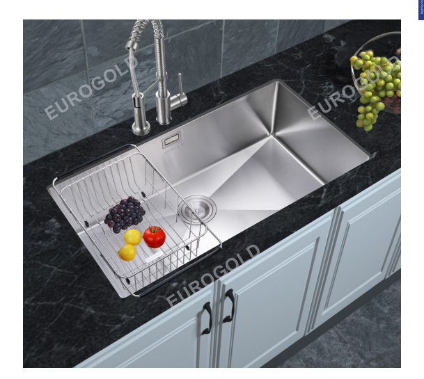 Chậu rửa inox SUS304 kèm khay inox, khay gài dao dày 1.0mm EUS68045