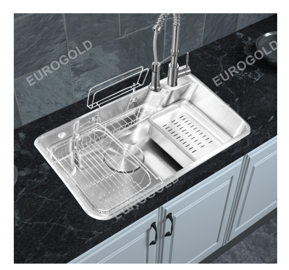 Chậu rửa inox SUS304 kèm khay inox, khay gài dao dày 1.0mm EUD88850