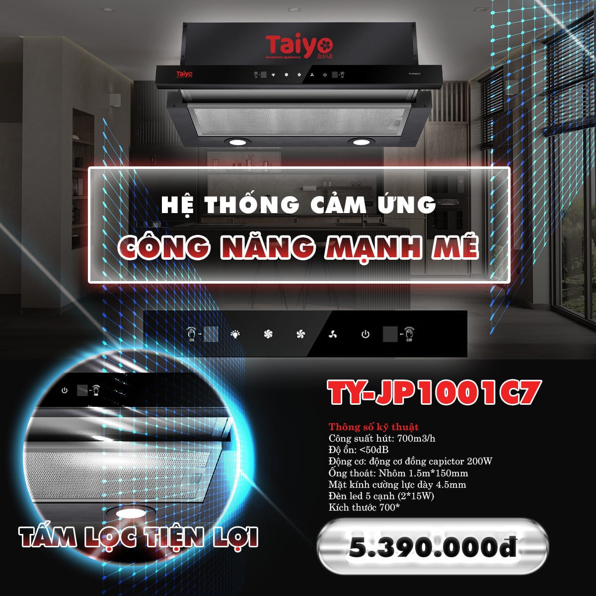 MÁY HÚT MÙI CHỮ T FULCO TY JP1001A7 2