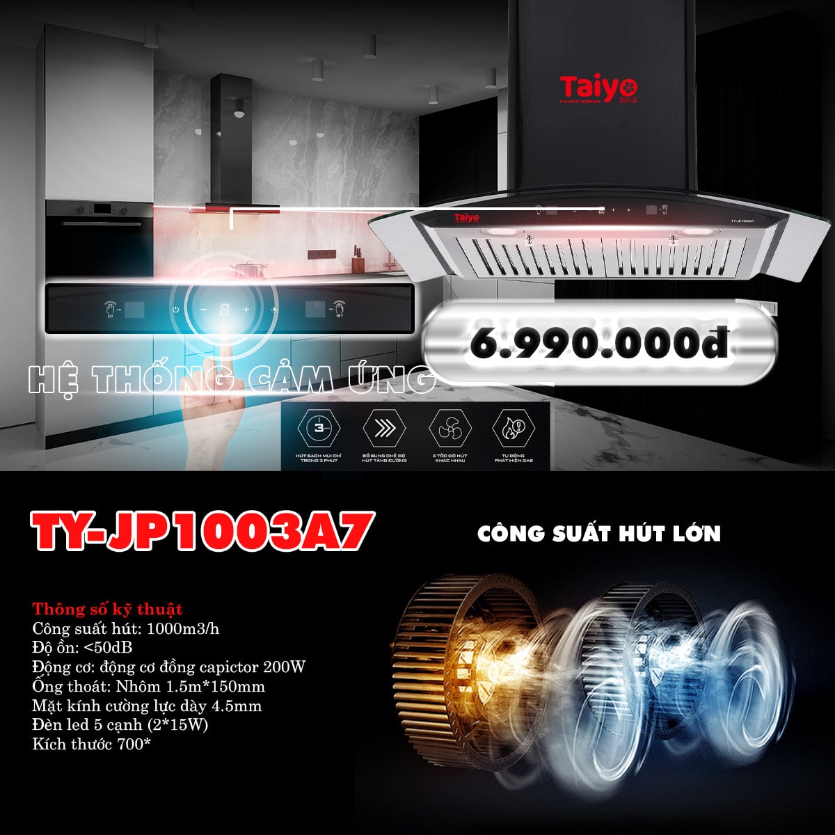 MÁY HÚT MÙI CHỮ T FULCO TY JP1003A7 2